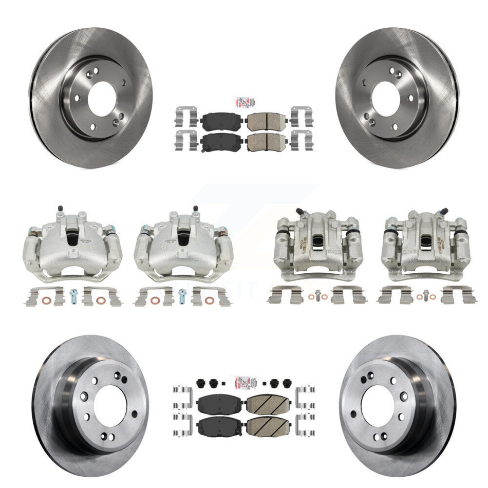 Front Rear Disc Brake Caliper Rotors And Ceramic Pads Kit (10Pc) For Hyundai Elantra KC8-102428N