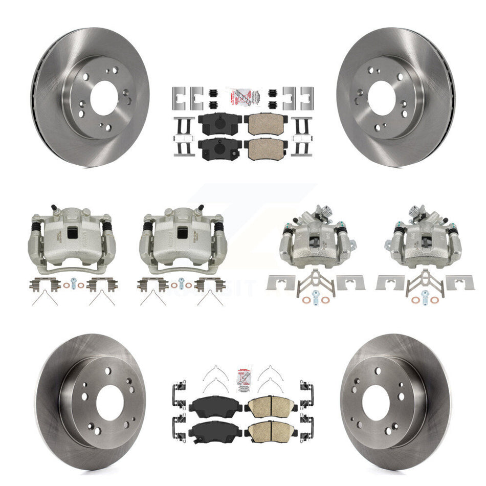 Front Rear Disc Brake Caliper Rotor And Ceramic Pad Kit (10Pc) For Honda Civic Acura RSX KC8-102449N