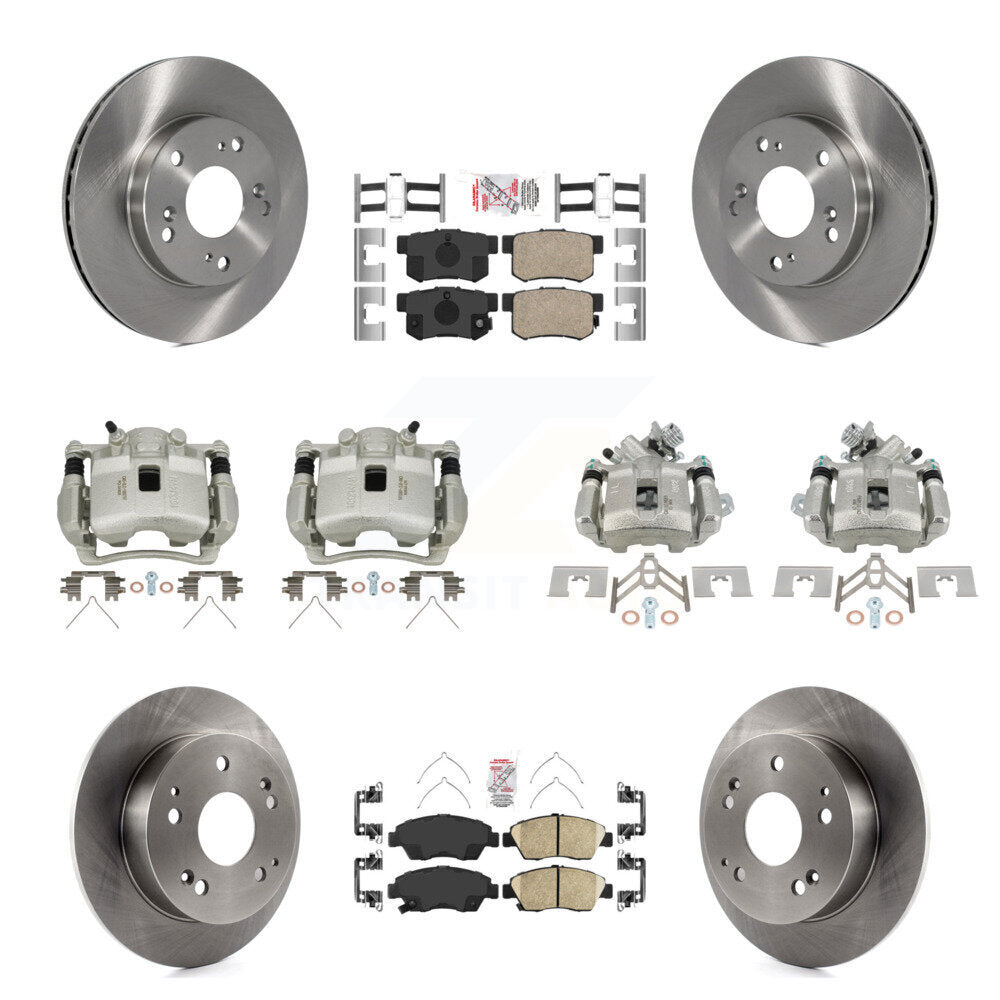 Front Rear Disc Brake Caliper Rotor And Ceramic Pad Kit (10Pc) For Honda Civic Acura RSX KC8-102450N