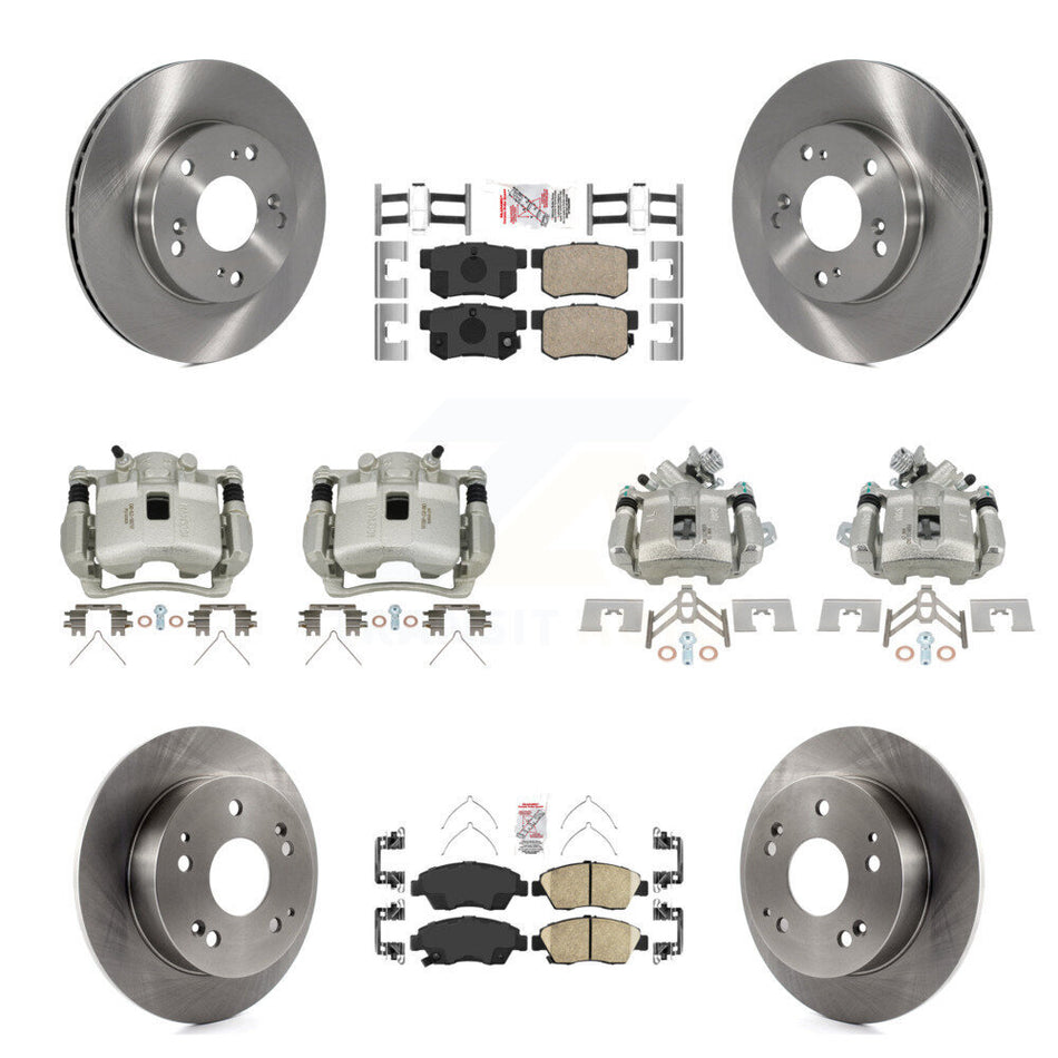 Front Rear Disc Brake Caliper Rotor And Ceramic Pad Kit (10Pc) For Honda Civic Acura RSX KC8-102450N