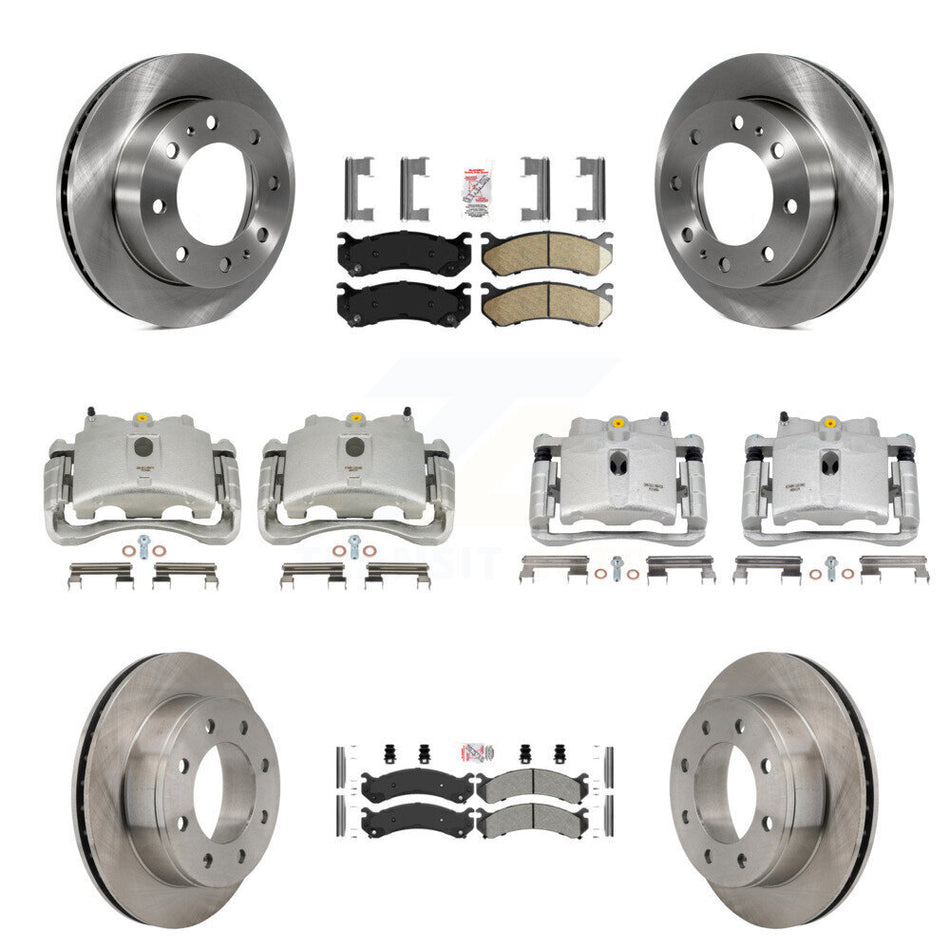 Front Rear Disc Brake Caliper Rotors And PADSMATERIAL Pads Kit (10Pc) For Chevrolet Silverado 2500 HD GMC Sierra Hummer H2 1500 Suburban Yukon XL Avalanche Classic KC8-102453N