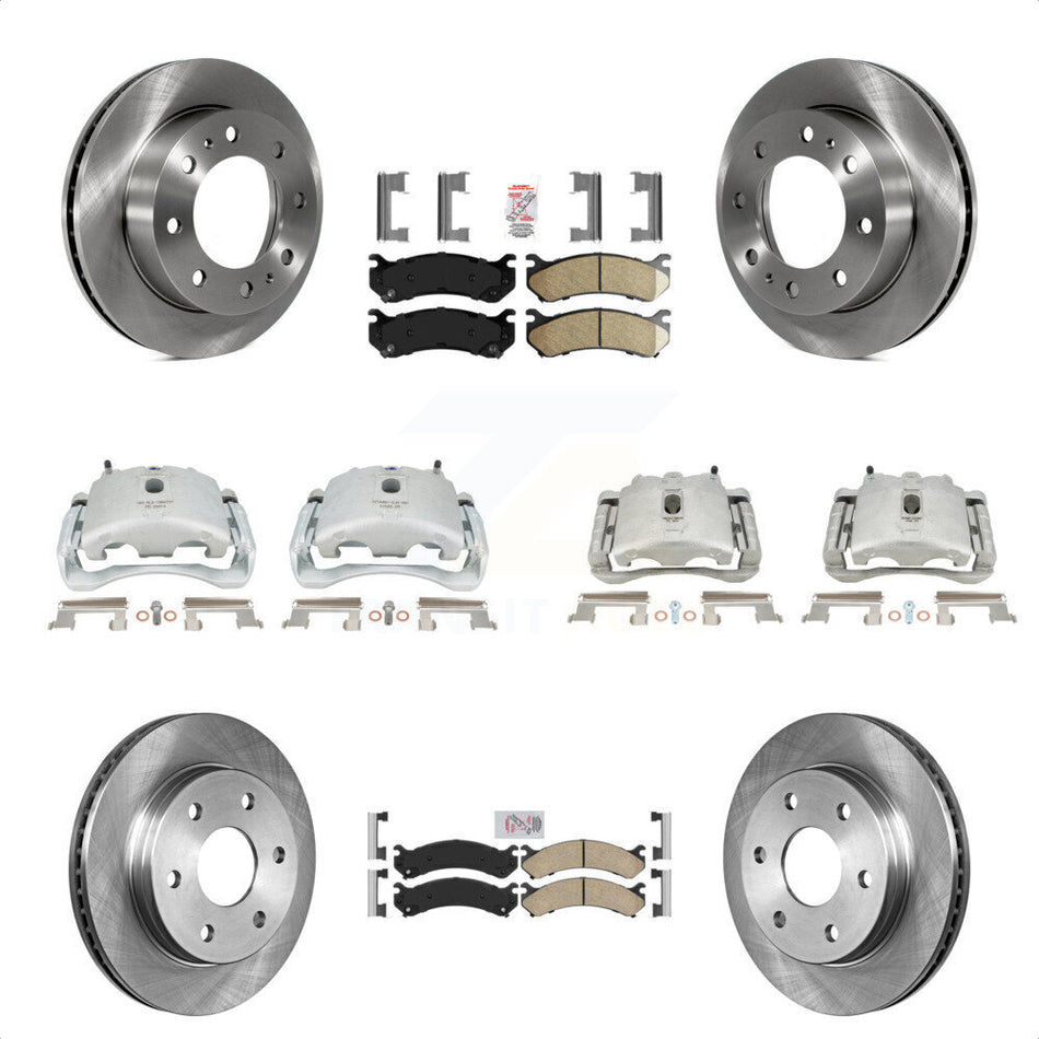 Front Rear Disc Brake Caliper Rotors And Ceramic Pads Kit (10Pc) For Chevrolet Silverado 2500 HD GMC Sierra Hummer H2 1500 Suburban Yukon XL Avalanche Classic KC8-102454N by Transit Auto