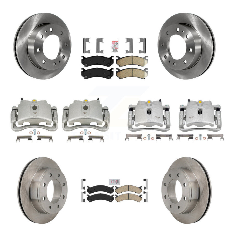 Front Rear Disc Brake Caliper Rotors And Ceramic Pads Kit (10Pc) For Chevrolet Silverado 2500 HD GMC Sierra Hummer H2 1500 Suburban Yukon XL Avalanche Classic KC8-102454N