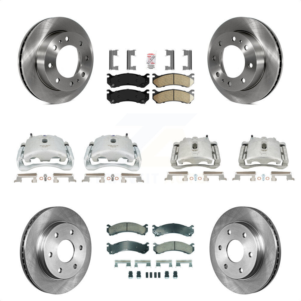 Front Rear Disc Brake Caliper Rotors And Ceramic Pads Kit (10Pc) For Chevrolet Silverado 2500 HD GMC Sierra Hummer H2 1500 Suburban Yukon XL Avalanche Classic KC8-102455N by Transit Auto