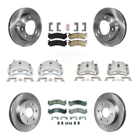 Front Rear Disc Brake Caliper Rotors And Ceramic Pads Kit (10Pc) For Chevrolet Silverado 2500 HD GMC Sierra Hummer H2 1500 Suburban Yukon XL Avalanche Classic KC8-102455N by Transit Auto