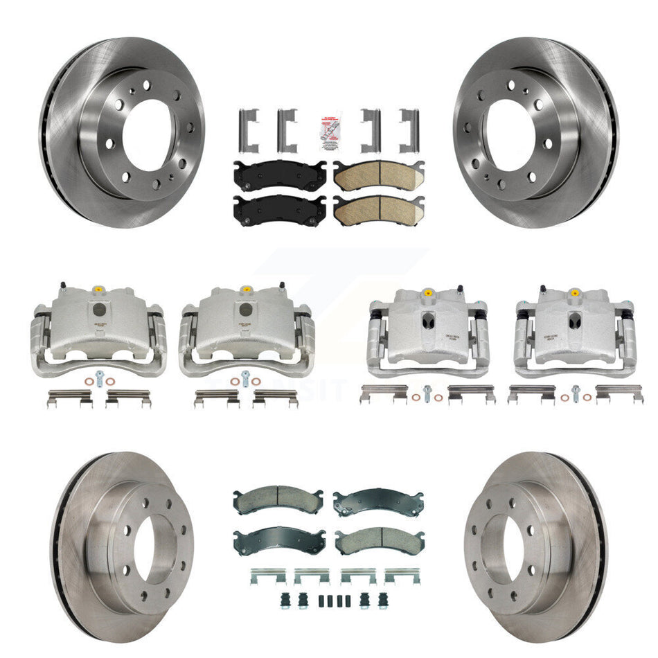 Front Rear Disc Brake Caliper Rotors And Ceramic Pads Kit (10Pc) For Chevrolet Silverado 2500 HD GMC Sierra Hummer H2 1500 Suburban Yukon XL Avalanche Classic KC8-102455N