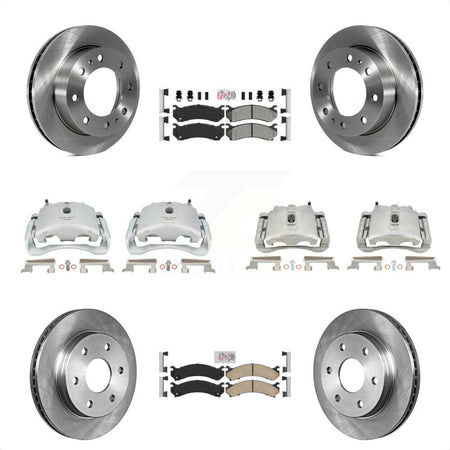 Front Rear Disc Brake Caliper Rotors And PADSMATERIAL Pads Kit (10Pc) For Chevrolet Silverado 2500 HD GMC Sierra Hummer H2 1500 Suburban Yukon XL Avalanche Classic KC8-102457N by Transit Auto