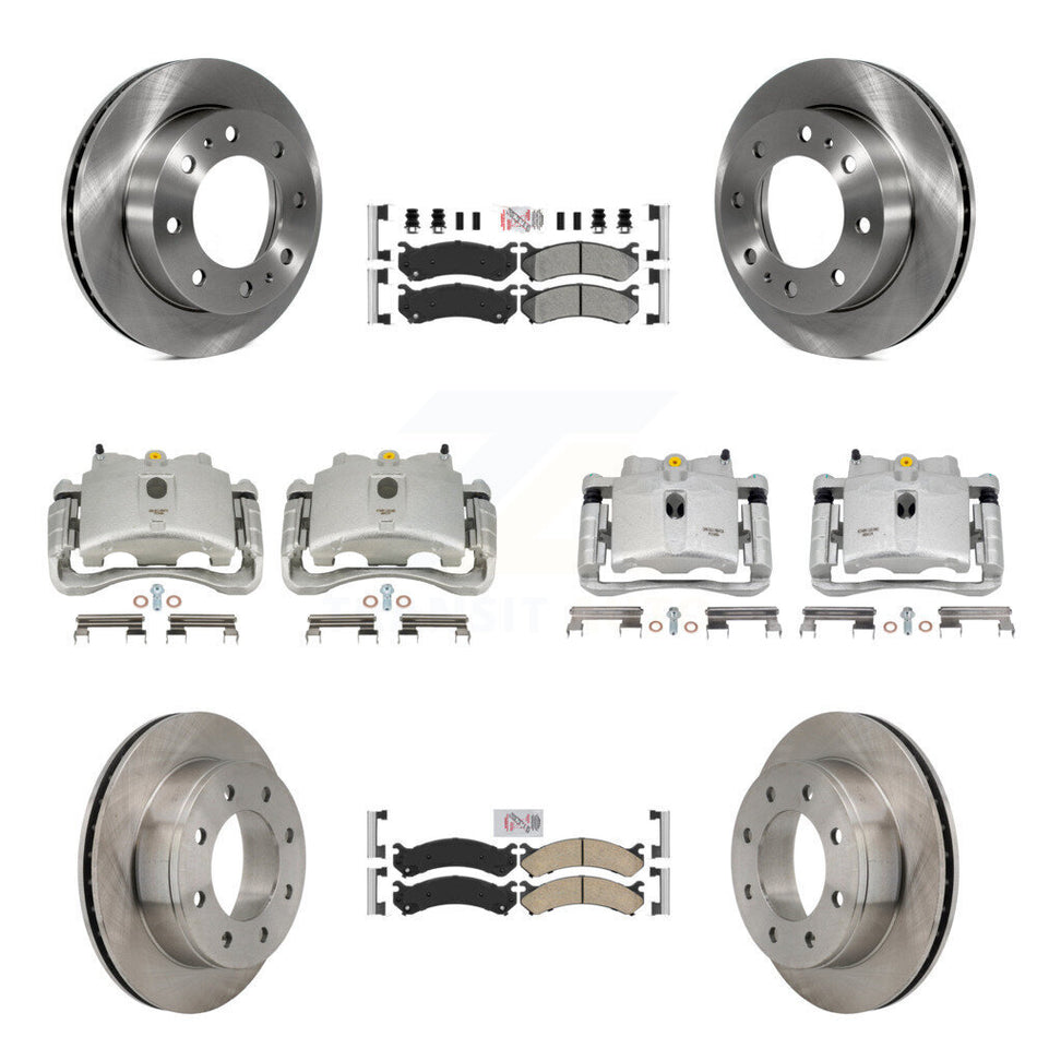 Front Rear Disc Brake Caliper Rotors And PADSMATERIAL Pads Kit (10Pc) For Chevrolet Silverado 2500 HD GMC Sierra Hummer H2 1500 Suburban Yukon XL Avalanche Classic KC8-102457N