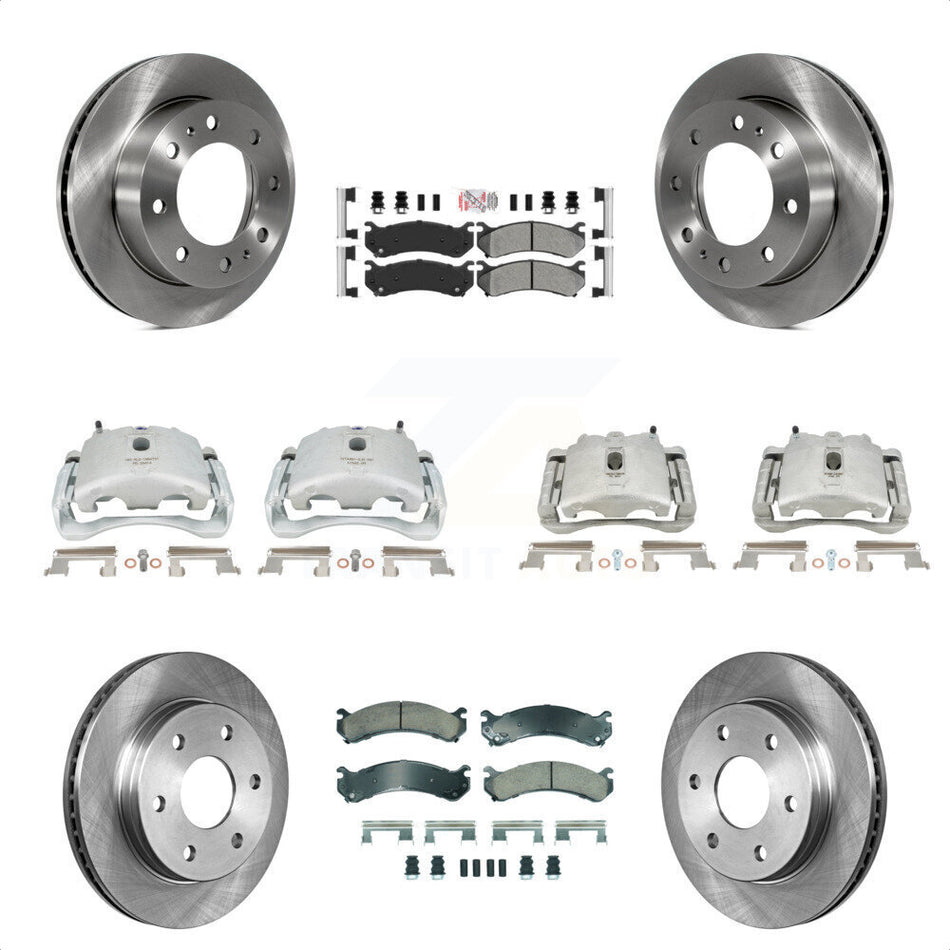 Front Rear Disc Brake Caliper Rotors And Semi-Metallic Pads Kit (10Pc) For Chevrolet Silverado 2500 HD GMC Sierra Hummer H2 1500 Suburban Yukon XL Avalanche Classic KC8-102458N by Transit Auto