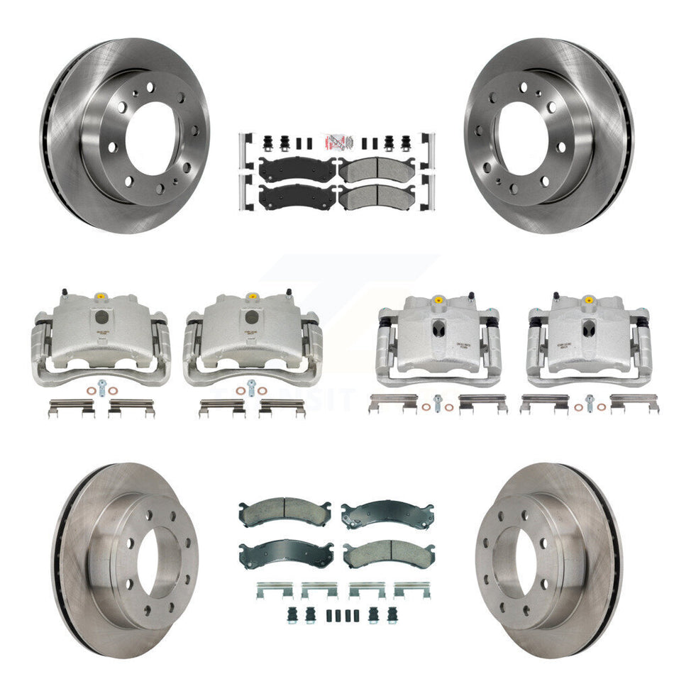 Front Rear Disc Brake Caliper Rotors And Semi-Metallic Pads Kit (10Pc) For Chevrolet Silverado 2500 HD GMC Sierra Hummer H2 1500 Suburban Yukon XL Avalanche Classic KC8-102458N