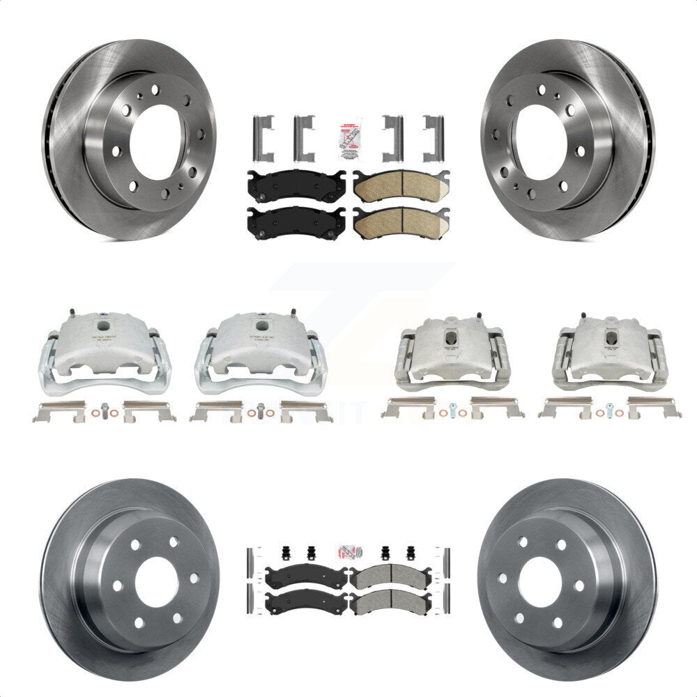 Front Rear Disc Brake Caliper Rotors And PADSMATERIAL Pads Kit (10Pc) For 2003 Chevrolet Silverado 2500 HD Suburban GMC Sierra KC8-102459N by Transit Auto