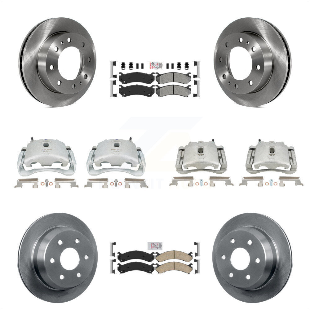 Front Rear Disc Brake Caliper Rotors And PADSMATERIAL Pads Kit (10Pc) For 2003 Chevrolet Silverado 2500 HD Suburban GMC Sierra KC8-102463N by Transit Auto