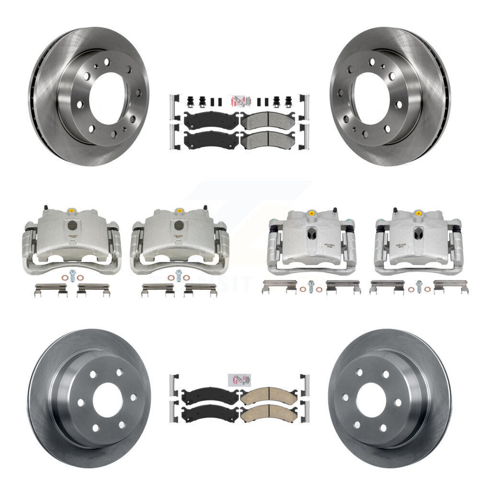 Front Rear Disc Brake Caliper Rotors And PADSMATERIAL Pads Kit (10Pc) For 2003 Chevrolet Silverado 2500 HD Suburban GMC Sierra KC8-102463N