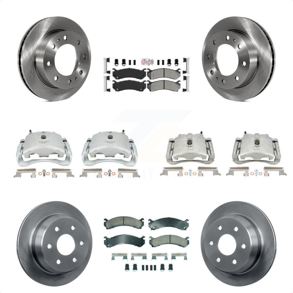 Front Rear Disc Brake Caliper Rotors And Semi-Metallic Pads Kit (10Pc) For 2003 Chevrolet Silverado 2500 HD Suburban GMC Sierra KC8-102464N by Transit Auto