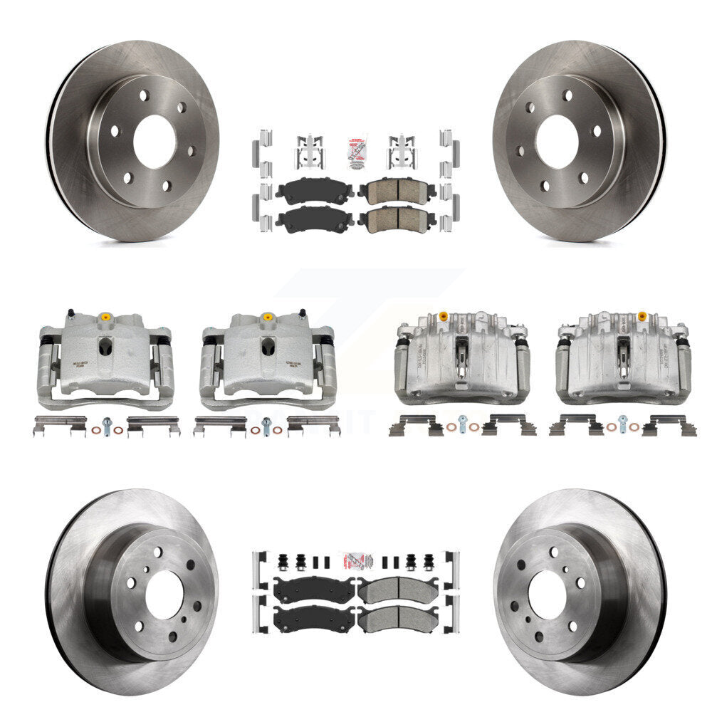 Front Rear Brake Caliper Rotors & Ameribrakes Pad Kit (10Pc) For GMC Sierra 1500 Classic KC8-102550N