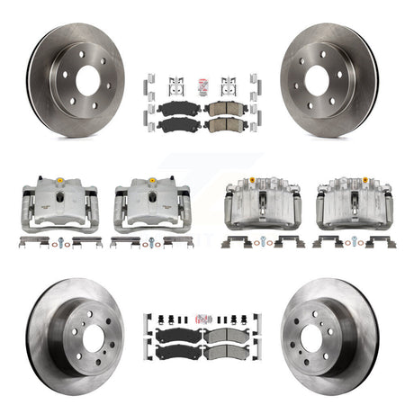 Front Rear Brake Caliper Rotors & Ameribrakes Pad Kit (10Pc) For GMC Sierra 1500 Classic KC8-102550N