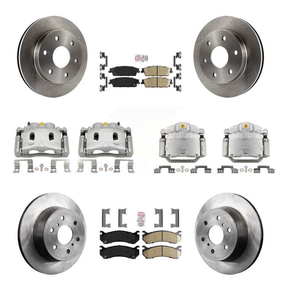 Front Rear Disc Brake Caliper Rotors Ceramic Pad Kit (10Pc) For Chevrolet Silverado 1500 KC8-102581N