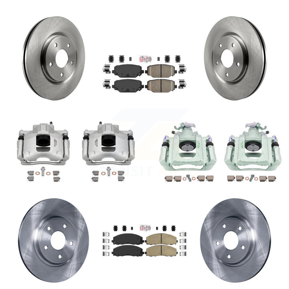Front Rear Disc Brake Caliper Rotors And Ceramic Pads Kit (10Pc) For Ram C/V KC8-102598N