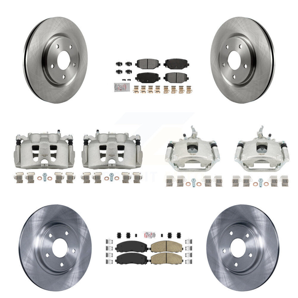 Front Rear Brake Caliper Rotors & Ameribrakes Pad Kit (10Pc) For 2014-2020 Dodge Journey KC8-102612N
