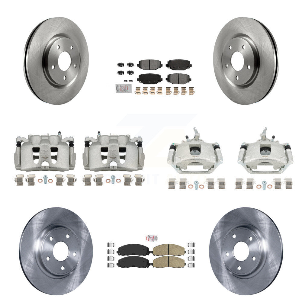Front Rear Brake Caliper Rotors & Ameribrakes Pad Kit (10Pc) For 2014-2020 Dodge Journey KC8-102613N