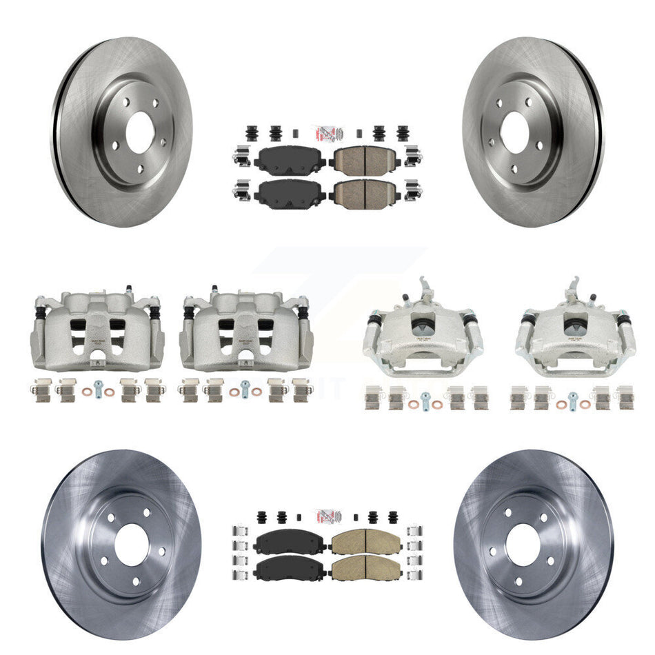 Front Rear Disc Brake Caliper Rotor & Ceramic Pad Kit (10Pc) For 2014-2020 Dodge Journey KC8-102615N