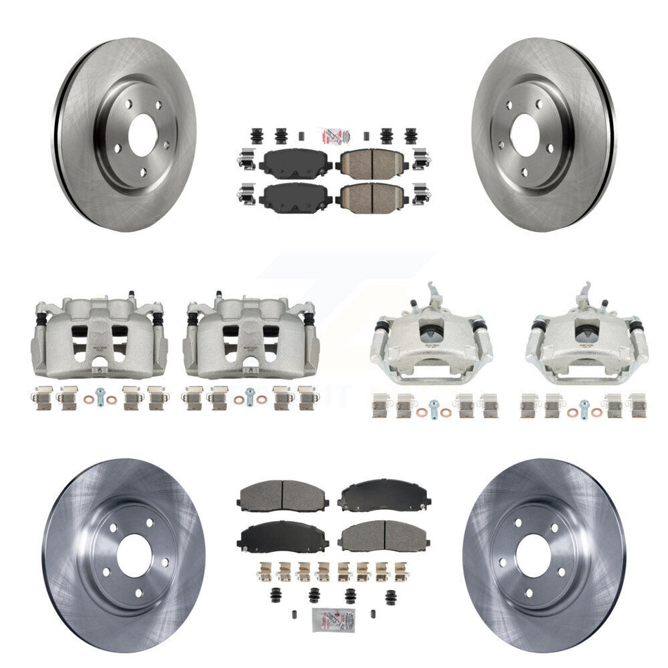 Front Rear Brake Caliper Rotors & Ameribrakes Pad Kit (10Pc) For 2014-2020 Dodge Journey KC8-102617N