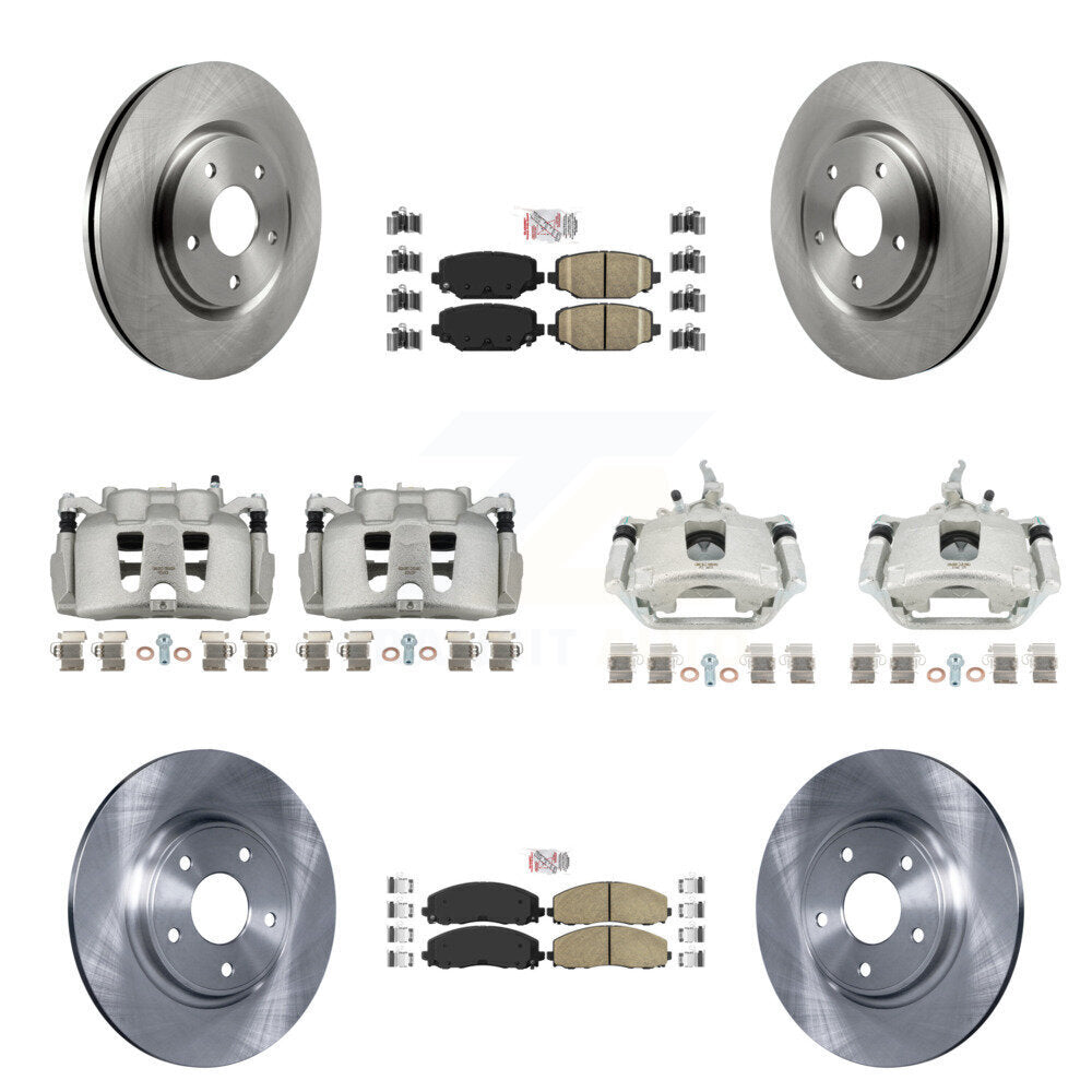 Front Rear Disc Brake Caliper Rotor & Ceramic Pad Kit (10Pc) For 2014-2020 Dodge Journey KC8-102619N
