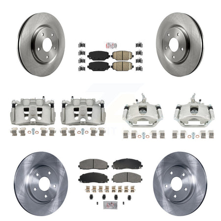 Front Rear Brake Caliper Rotors & Ameribrakes Pad Kit (10Pc) For 2014-2020 Dodge Journey KC8-102620N