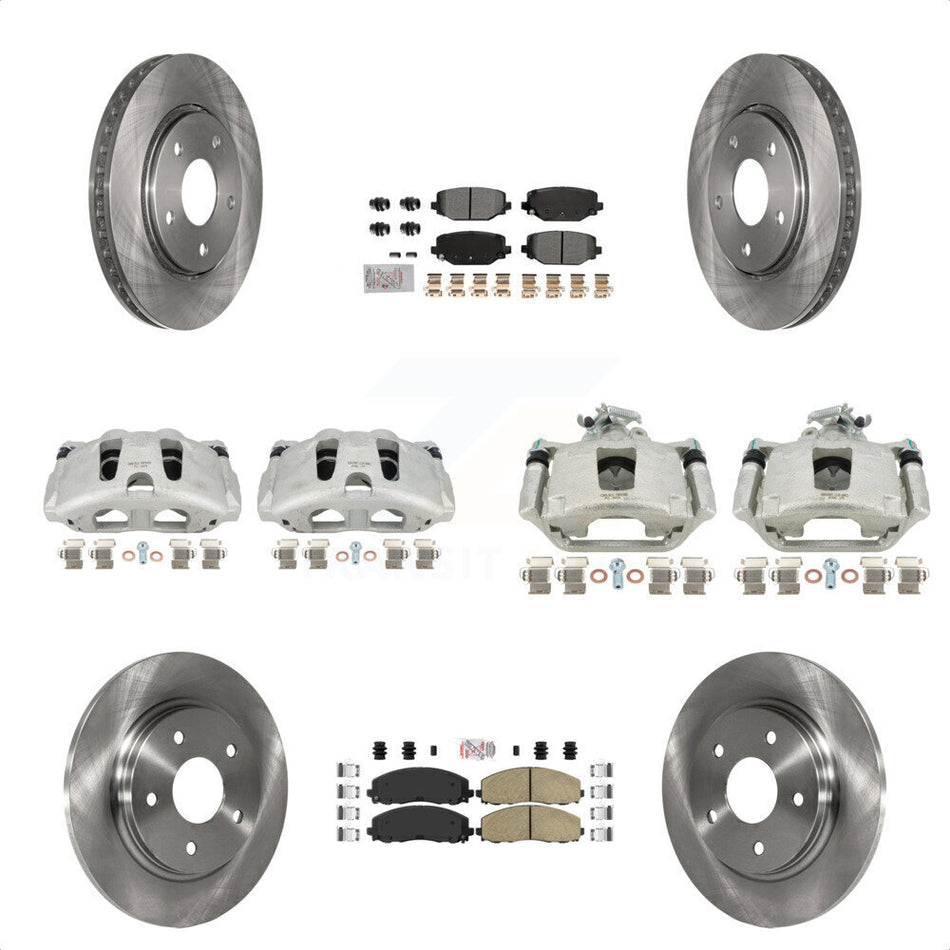 Front Rear Disc Brake Caliper Rotors And Ceramic Pads Kit (10Pc) For 2017-2018 Dodge Grand Caravan With Single Piston KC8-102630N by Transit Auto