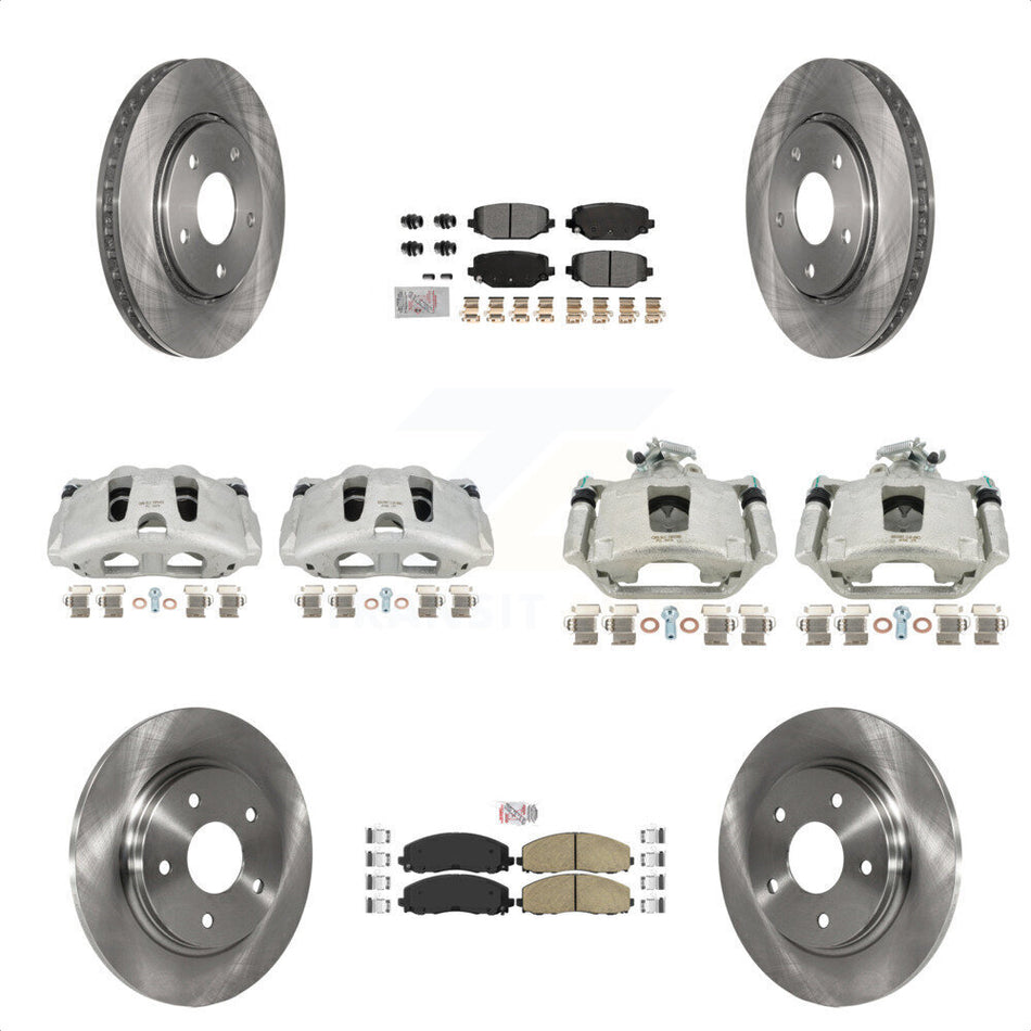 Front Rear Disc Brake Caliper Rotors And Ceramic Pads Kit (10Pc) For 2017-2018 Dodge Grand Caravan With Single Piston KC8-102631N by Transit Auto