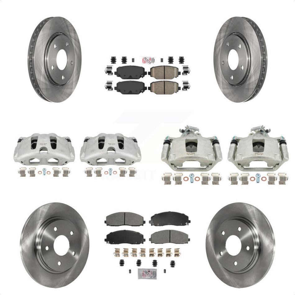 Front Rear Disc Brake Caliper Rotors And Ceramic Pads Kit (10Pc) For 2017-2018 Dodge Grand Caravan With Single Piston KC8-102635N by Transit Auto