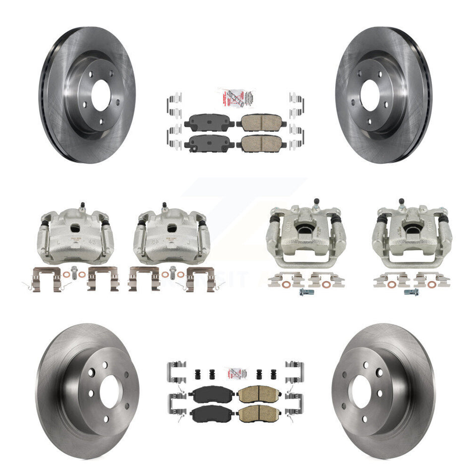 Front Rear Disc Brake Caliper Rotor & Ceramic Pad Kit (10Pc) For 2007-2009 Nissan Altima KC8-102654N