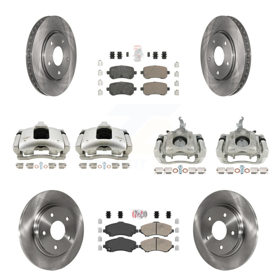 Front Rear Disc Brake Caliper Rotor & Ceramic Pad Kit (10Pc) For 2009-2011 Dodge Journey KC8-102663N