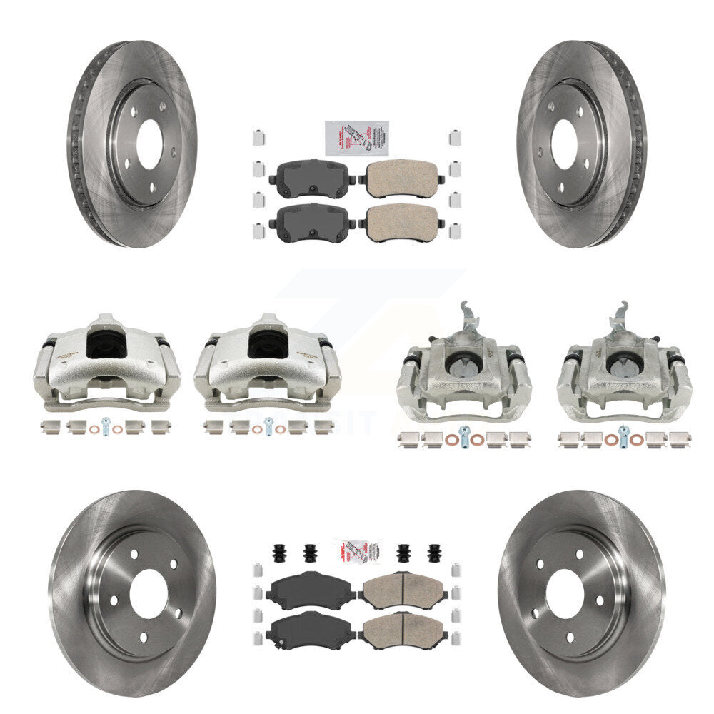 Front Rear Disc Brake Caliper Rotor & Ceramic Pad Kit (10Pc) For 2009-2011 Dodge Journey KC8-102665N