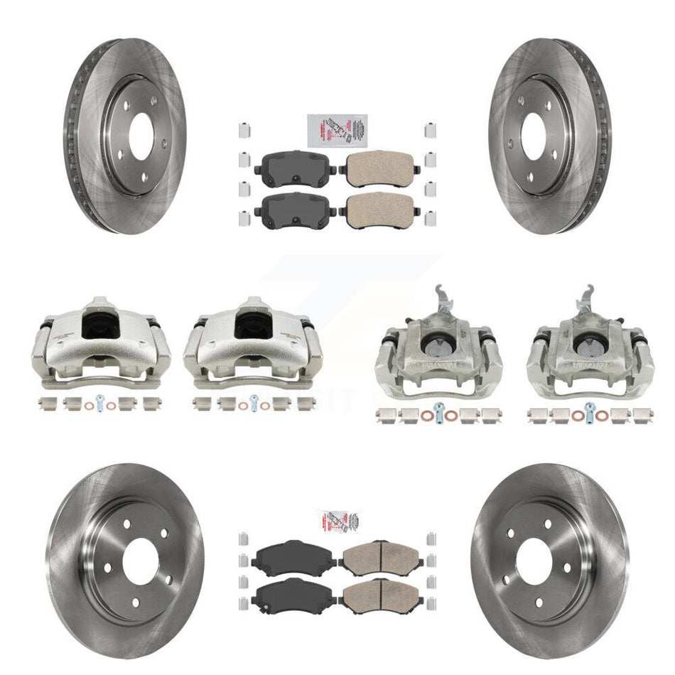 Front Rear Disc Brake Caliper Rotor & Ceramic Pad Kit (10Pc) For 2009-2011 Dodge Journey KC8-102666N