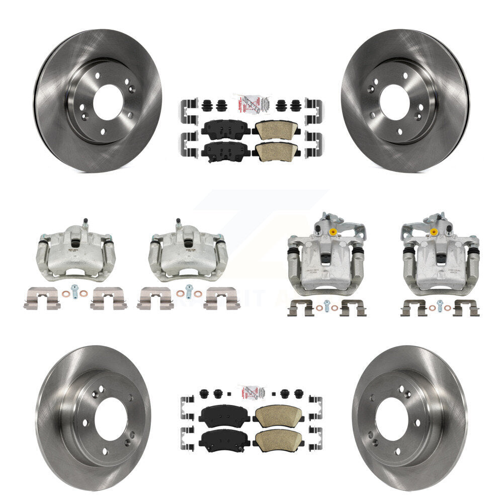 Front Rear Brake Caliper Rotor & Ceramic Pad Kit (10Pc) For Hyundai Elantra GT Kia Forte KC8-102669N