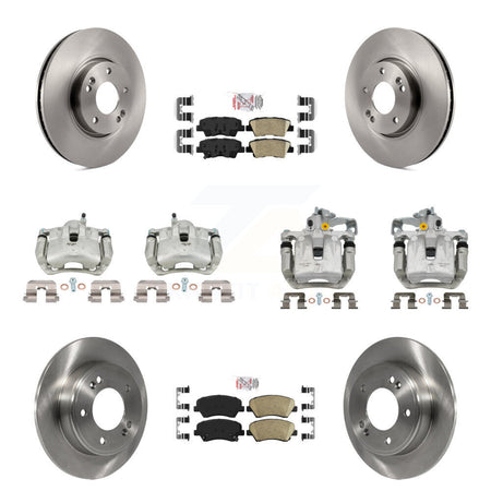 Front Rear Disc Brake Caliper Rotors And Ceramic Pad Kit (10Pc) For 2014 Kia Forte Sedan KC8-102674N