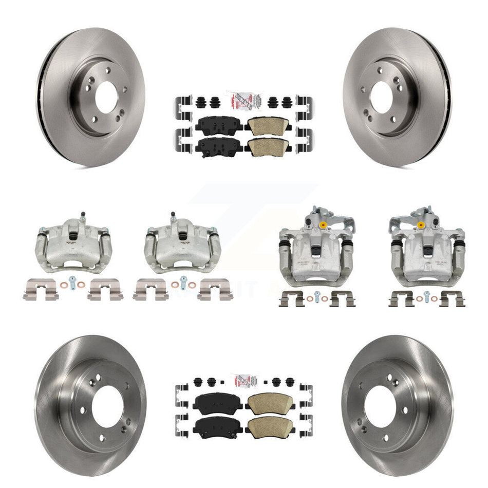 Front Rear Disc Brake Caliper Rotors And Ceramic Pad Kit (10Pc) For 2014 Kia Forte Sedan KC8-102675N