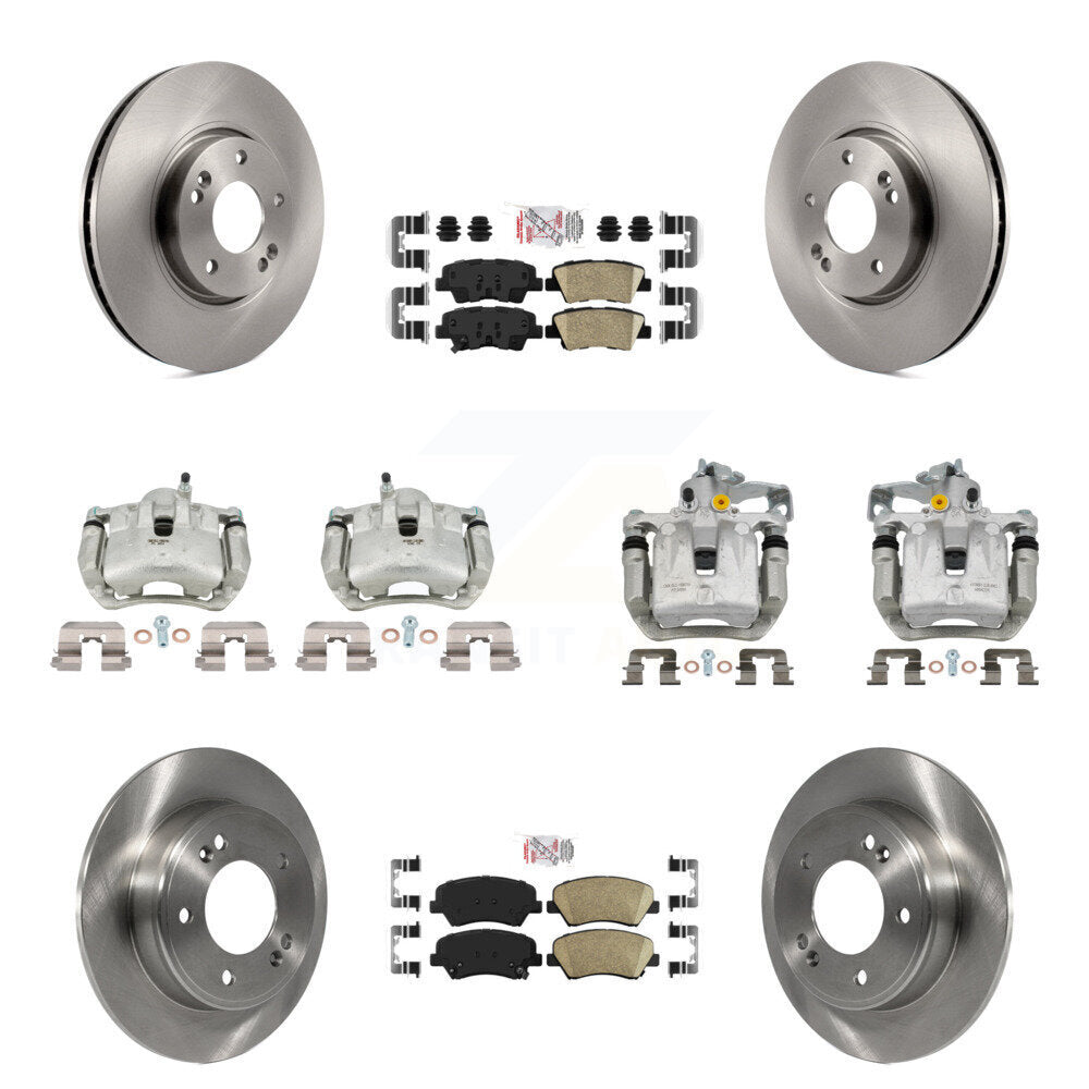 Front Rear Disc Brake Caliper Rotors And Ceramic Pad Kit (10Pc) For 2014 Kia Forte Sedan KC8-102676N