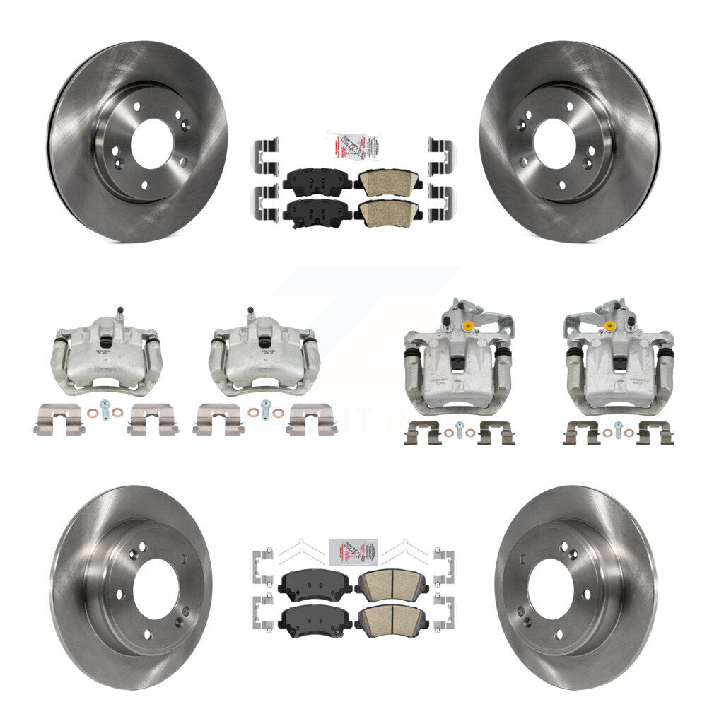 Front Rear Brake Caliper Rotor & Ceramic Pad Kit (10Pc) For Hyundai Elantra GT Kia Forte KC8-102677N