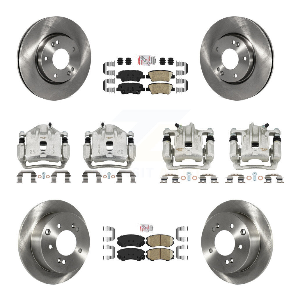 Front Rear Disc Brake Caliper Rotors And Ceramic Pads Kit (10Pc) For 2012-2013 Kia Soul KC8-102692N