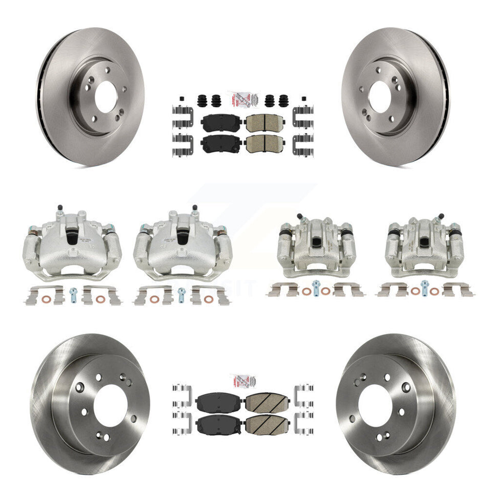 Front Rear Disc Brake Caliper Rotors And Ceramic Pads Kit (10Pc) For Kia Forte5 2.0L KC8-102693N
