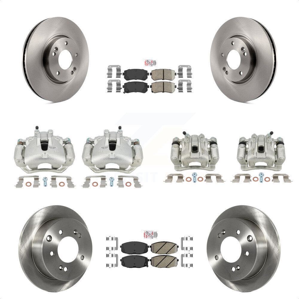 Front Rear Disc Brake Caliper Rotors And Ceramic Pads Kit (10Pc) For Kia Forte5 2.0L KC8-102695N by Transit Auto