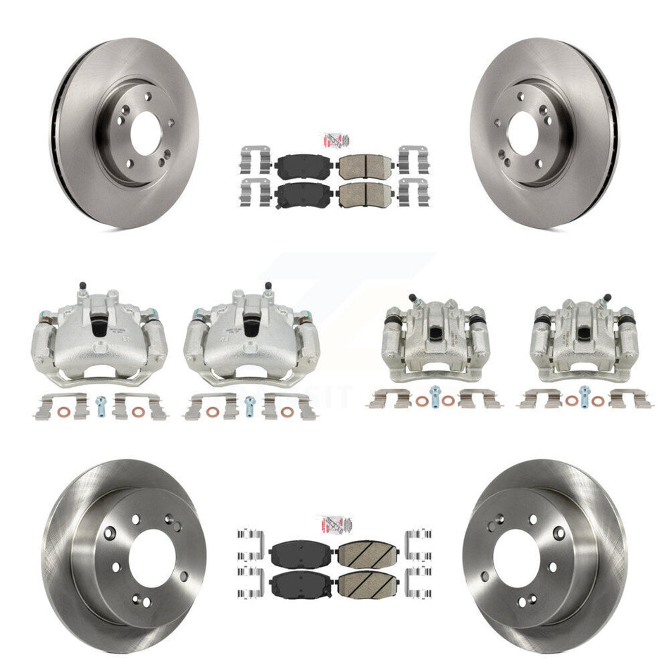 Front Rear Disc Brake Caliper Rotors And Ceramic Pads Kit (10Pc) For Kia Forte5 2.0L KC8-102695N