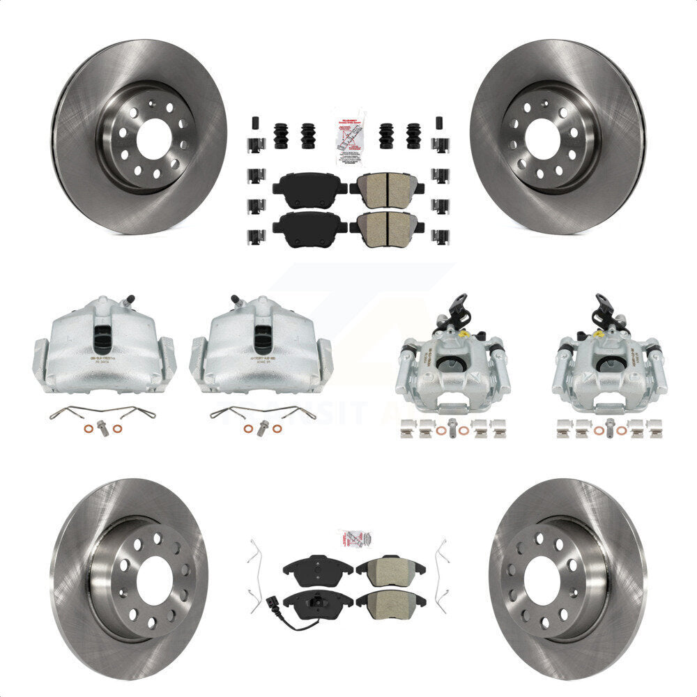 Front Rear Disc Brake Caliper Rotors And Semi-Metallic Pads Kit (10Pc) For Volkswagen Beetle GTI KC8-102705N by Transit Auto