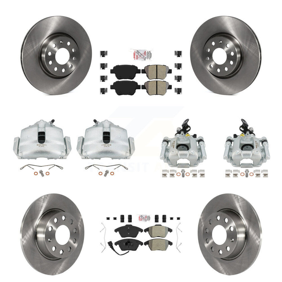 Front Rear Disc Brake Caliper Rotors And Semi-Metallic Pads Kit (10Pc) For Volkswagen Beetle GTI KC8-102708N