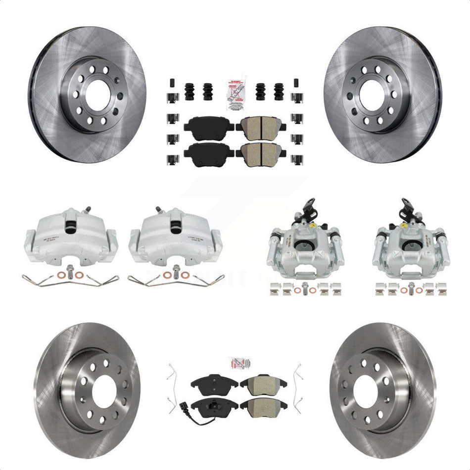 Front Rear Disc Brake Caliper Rotors And Semi-Metallic Pads Kit (10Pc) For 2012 Volkswagen Beetle 2.5L with Naturally Aspirated With 288mm Diameter Rotor KC8-102709N by Transit Auto