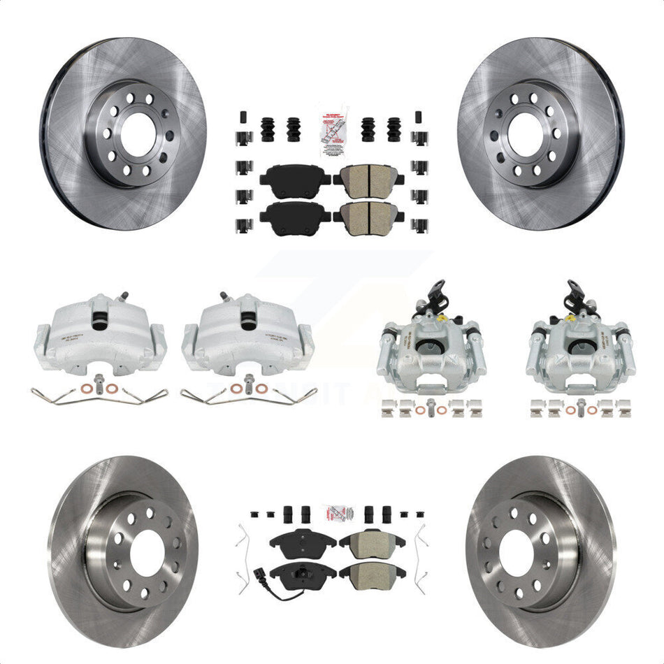 Front Rear Disc Brake Caliper Rotors And Semi-Metallic Pads Kit (10Pc) For 2012 Volkswagen Beetle 2.5L with Naturally Aspirated With 288mm Diameter Rotor KC8-102710N by Transit Auto