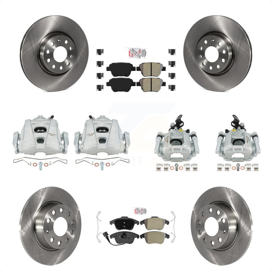 Front Rear Disc Brake Caliper Rotors And Semi-Metallic Pads Kit (10Pc) For Volkswagen Passat KC8-102714N by Transit Auto