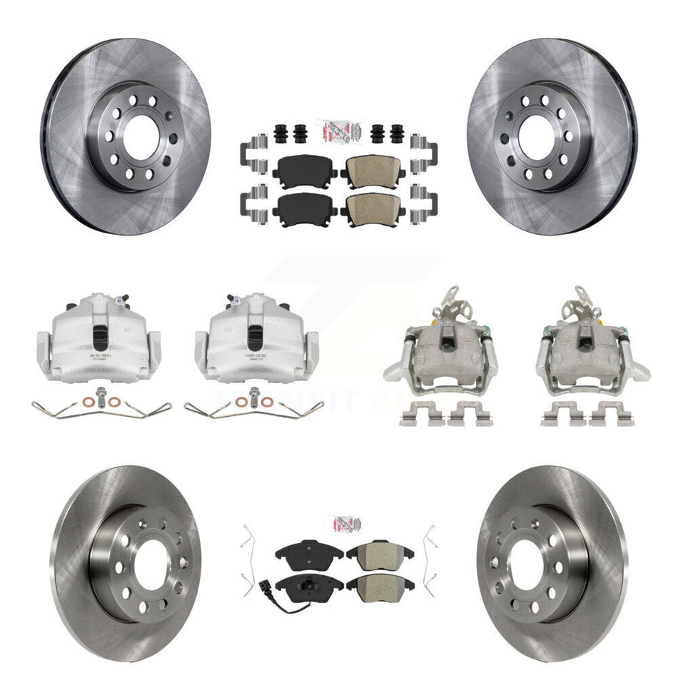 Front Rear Disc Brake Caliper Rotors And PADSMATERIAL Pads Kit (10Pc) For 2006-2009 Volkswagen Rabbit KC8-102715N